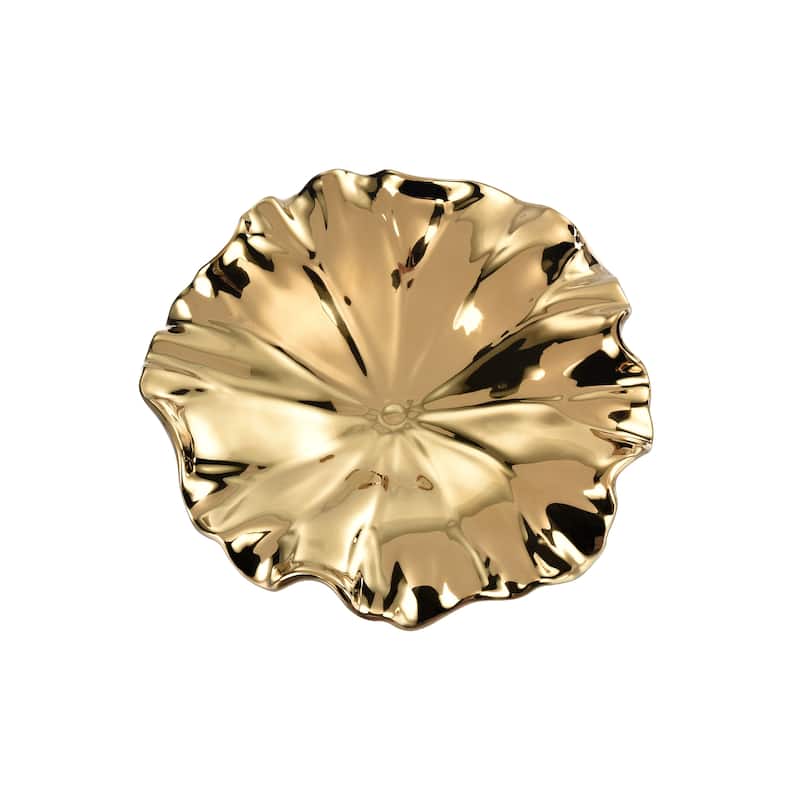 Elk Home Petal Gold Earthenware 13 Inch Wide Wall Art