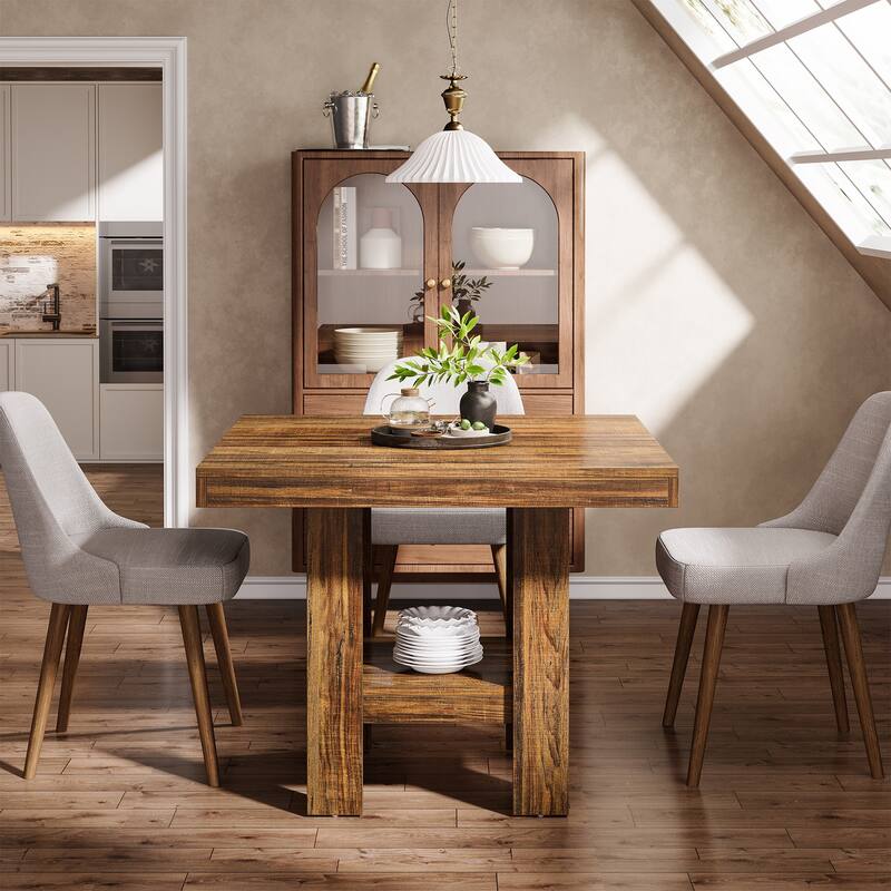 Small Dining Kitchen Table with Shelf Storage