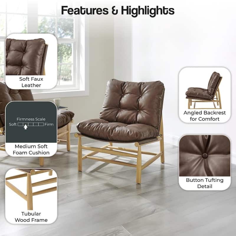 NPD Furniture Oswald Faux Leather Tufted Accent Chair