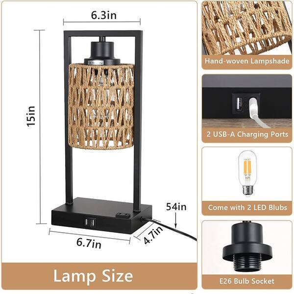 Farmhouse Rattan Table Lamps Set of 2 - Bed Bath & Beyond - 38438637