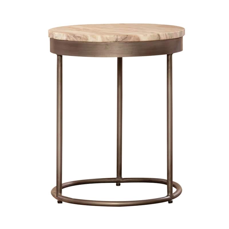 Eclipse Greystone Marble Top Pewter Metal Nesting Tables