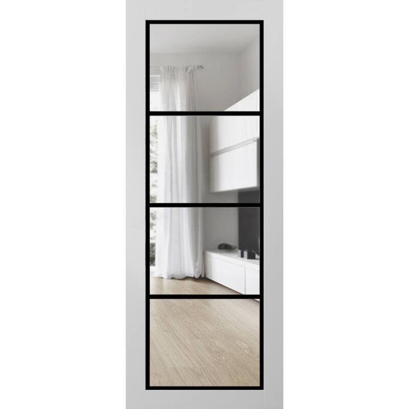 Slab Barn Door Panel 18x80 Lucia 2466 White Silk Sturdy Finished - White - 42" x 96"