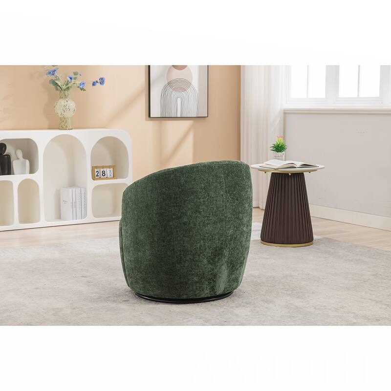 Chenille Swivel Barrel Chair