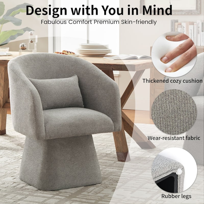 360° Swivel Barrel Fabric Upholstered dining chair with Pillow