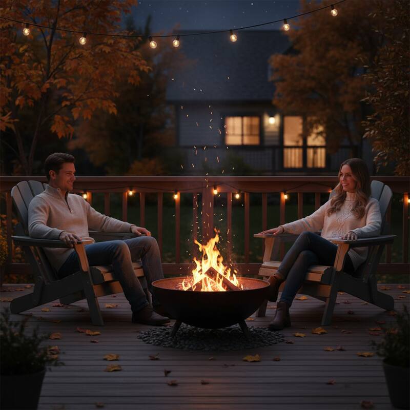 Oversize Embossed Wooden Outdoor Folding Adirondack Chair with Pre-Assembled BackRest & SeatBoard,for Garden Pool Deck Firepit