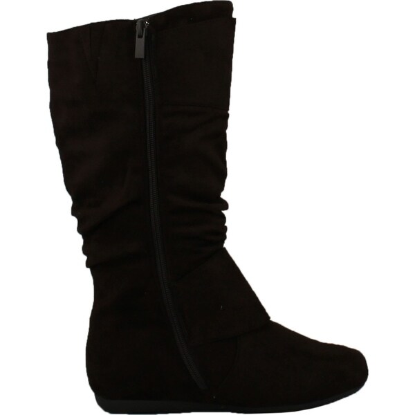 ladies long black flat boots