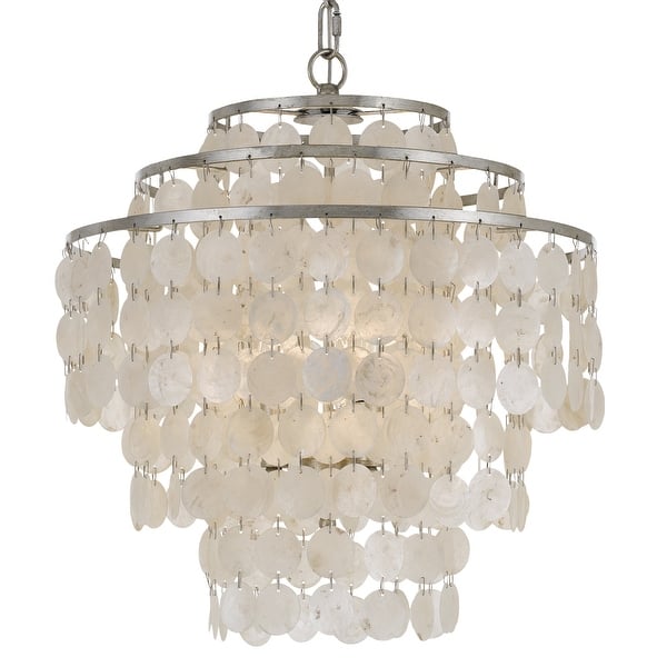 slide 2 of 6, Brielle 4 Light Antique Silver Chandelier - 18'' W x 22'' H 18'' W x 22'' H