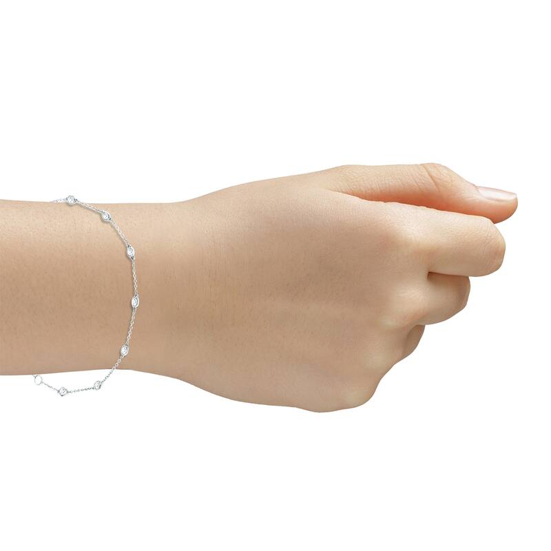 Marquee 1/2 Carat TW Bezel Set Genuine Diamond Station Bracelet in 14K White Gold