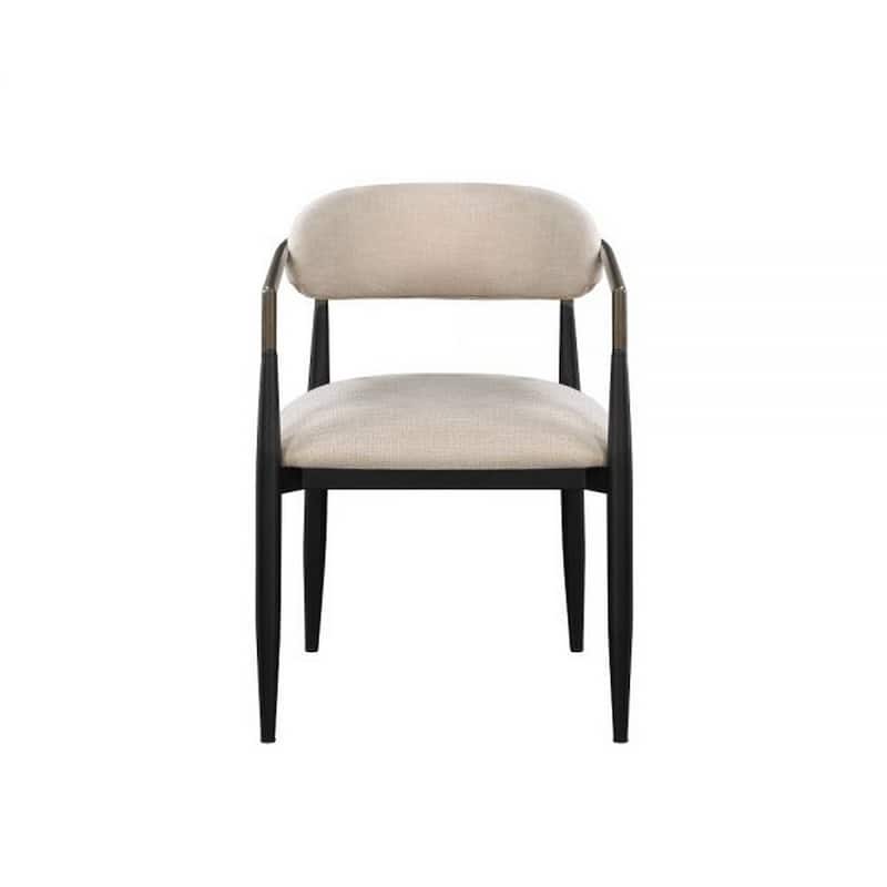 Jerry 23 Inch Dining Chair, Set of 2, Fabric Upholstered, Beige and Black