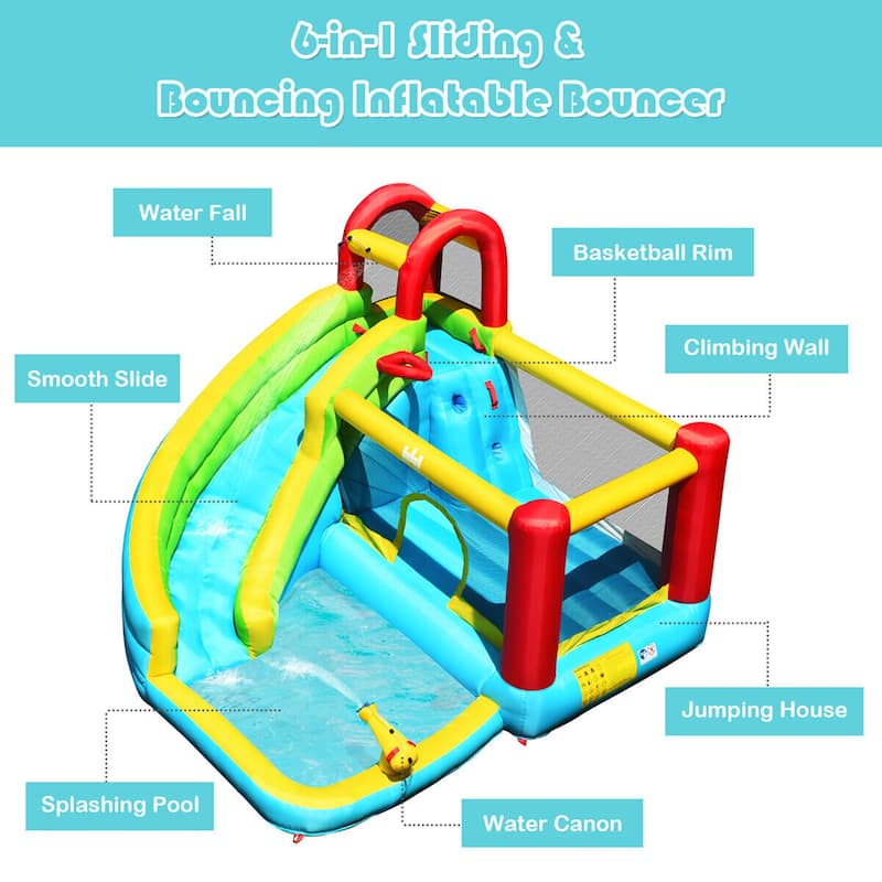 Gymax Inflatable Kids Water Slide Jumper Bounce House Splash Water - See Details