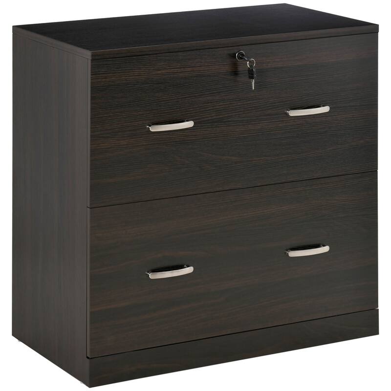Vinsetto 2-Drawer File Cabinet with Lock, Vertical Storage Filing Cabinet with Hanging Bar for A4 Size, Home Office, Walunt