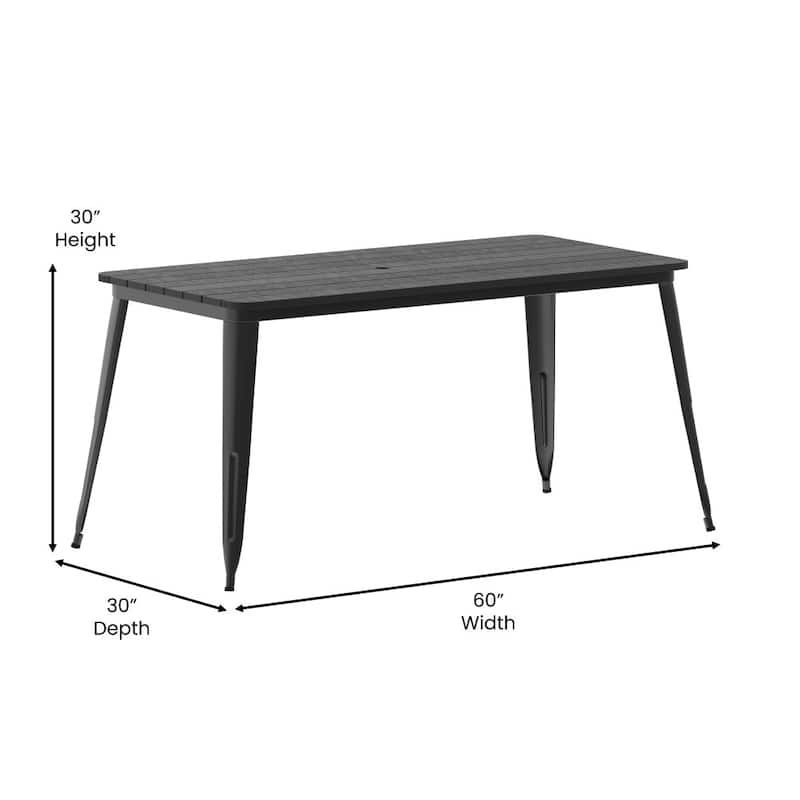 30x60 Commercial Poly Resin Restaurant Table with Umbrella Hole - 30"W x 60"D x 30"H