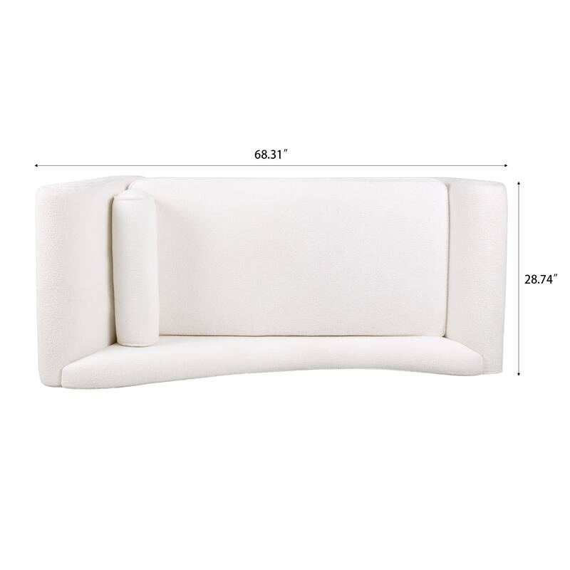 Upholstered Chaise Lounge Chair Indoor, Classic Sled Lounge Chair with Birch Legs & Lumbar Pillow for Living Room, Bedroom