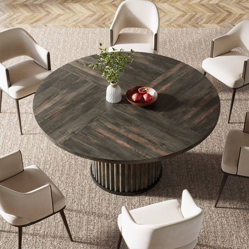 47-inches Round Dining Table for 4-6, Modern Kitchen Table with Heavy Duty Base - 47.24" W x 47.24" D x 29.92" H