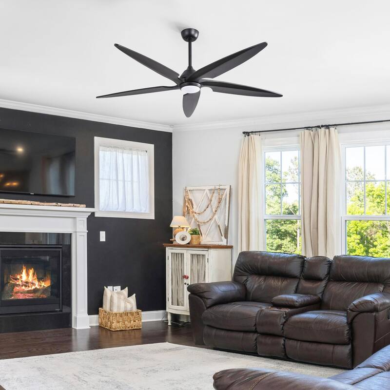 GetLedel 54" Solid Wood 5-Blade Ceiling Fan with Dimmable LED and Remote Control