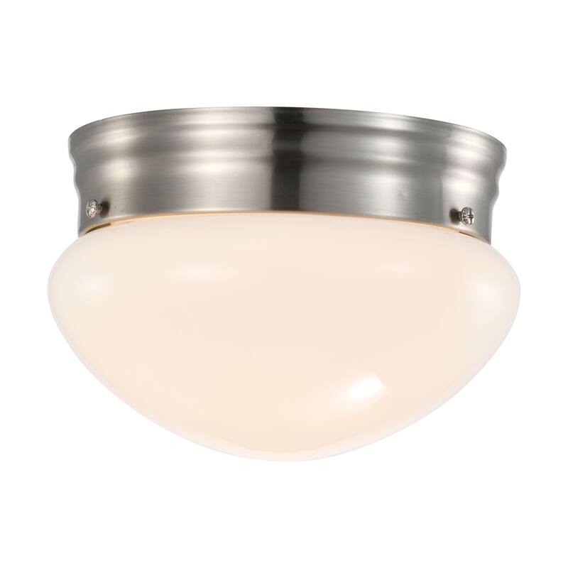 12 Watt 7 inch LED Flush Mount Fixture 3000K Dimmable Brushed Nickel Frosted Glass - Brushed Nickel