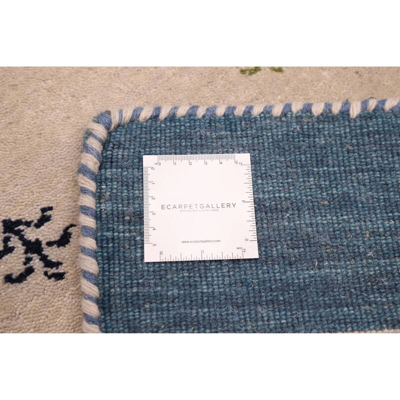 ECARPETGALLERY Hand Loomed Kashkuli Gabbeh Grey, Navy Wool Rug - 6'8 x 9'8
