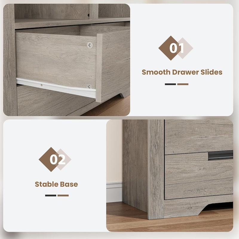 72 in Tall Bookcase, Freestanding Display Storage Bookshelves with Storage