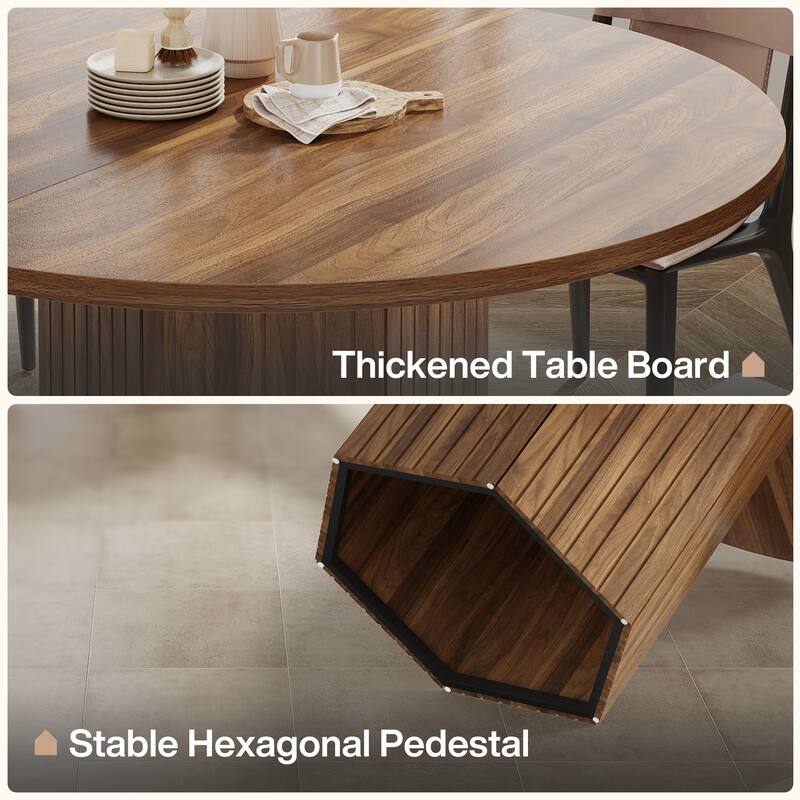 47-Inch Round Dining Table, Wood Dinner Table Easy Assembly Kitchen Table for Living Room, Dining Room