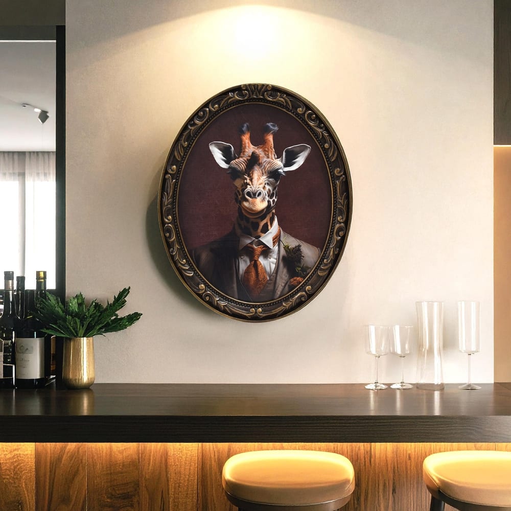 American Art Decor Old Wise Owl Ornate Framed Bar Wall Decor - 16.75" H x 13.75" L x 1" D