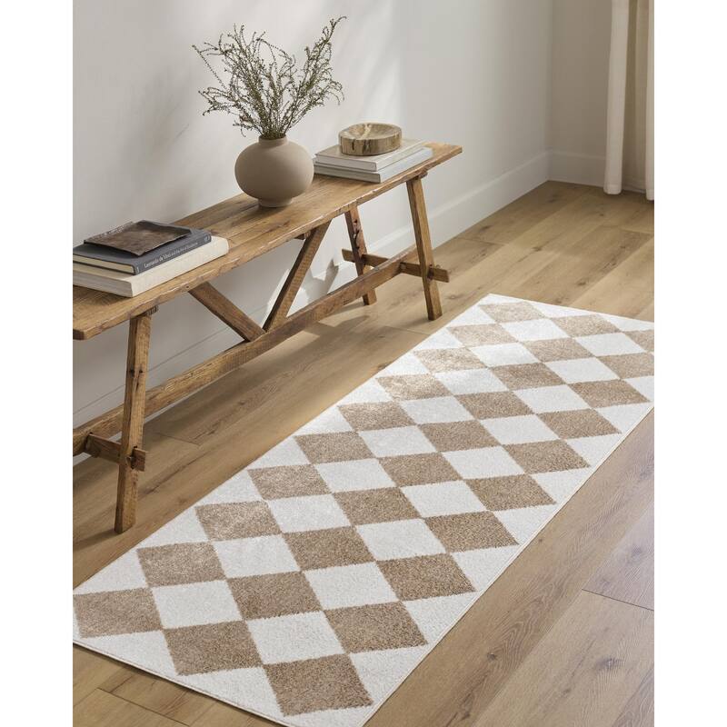 Livabliss Lillian Modern & Contemporary Checkered Indoor/Outdoor Area Rug - Brown - 2'2" x 3'9"