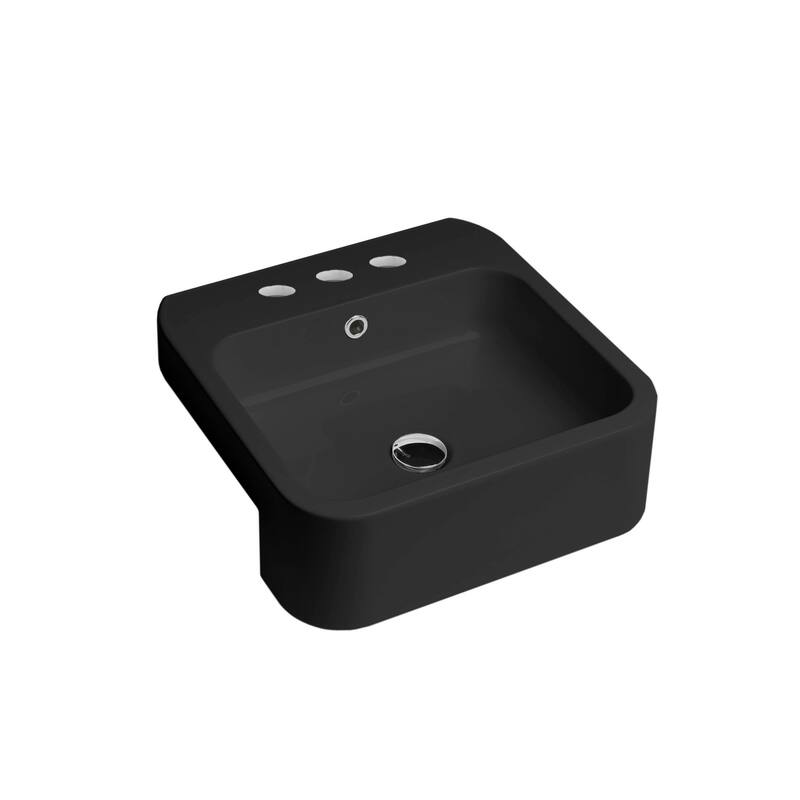 WS Bath Collections Cosa 18-7/8" Square Ceramic Vessel Bathroom Sink - Matte Black