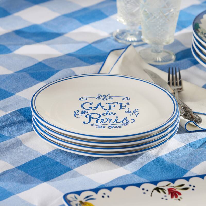 Certified International Bistro 9" Salad/Dessert Plates, Set of 4 Assorted Designs - 9.00"L x 9.00"W x 1.00"H