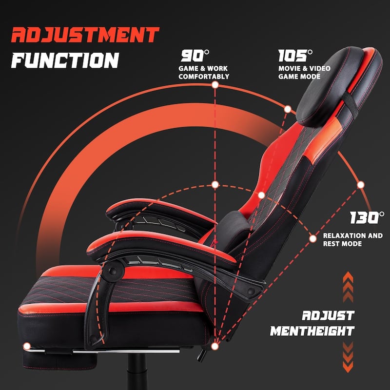 BOSSIN Ergonomic Gaming Chair – 400 lbs Support, PC/Racing Office Chair with Adjustable Swivel, Lumbar Vibration & Headrest