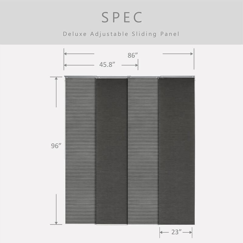 GoDear Design Natural Woven Adjustable Sliding Panel Track Blinds, Vertical Blinds, Cosmos Series, 45.8"- 86" W x 96" L