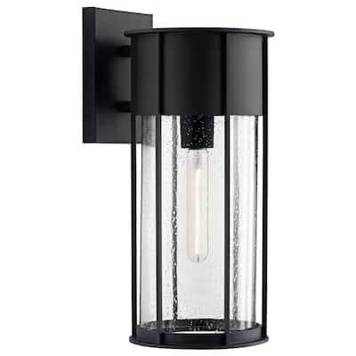 Kichler Camillo 18 Inch 1 Light Wall Light with Clear Seeded Glass in Black
