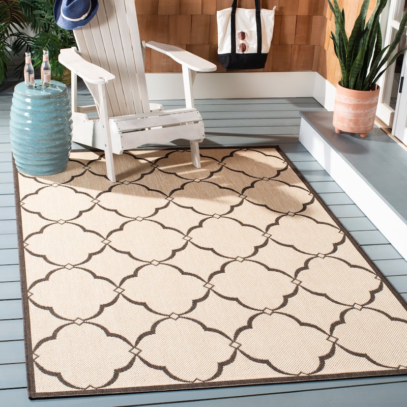 SAFAVIEH Beach House Caetana Indoor /Outdoor Waterproof Patio Backyard Rug - 4' x 6' - Creme/Brown