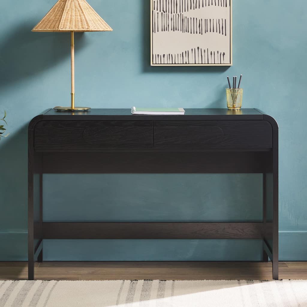 Walker Edison Waterfall Desk with Center Drawers