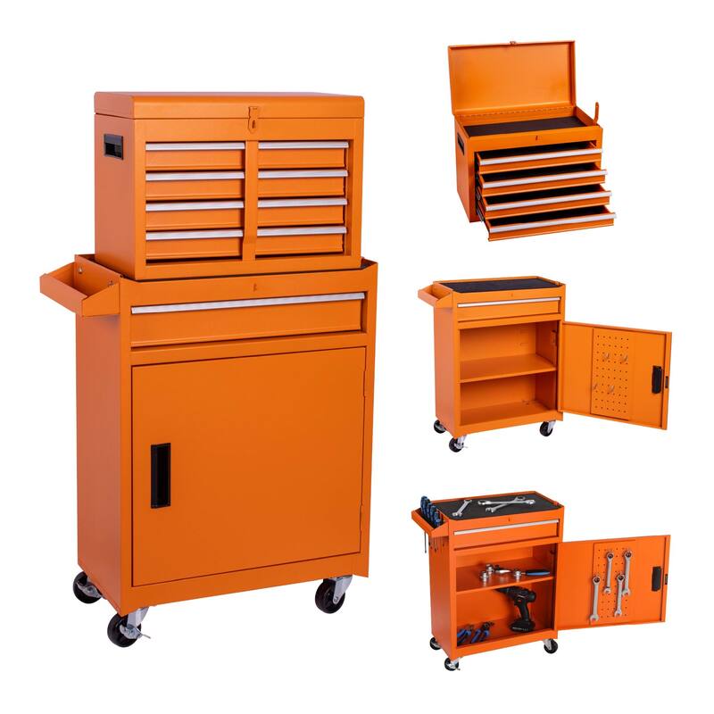 5-Drawer Rolling Tool Storage Cabinet with Detachable Top Tool Box