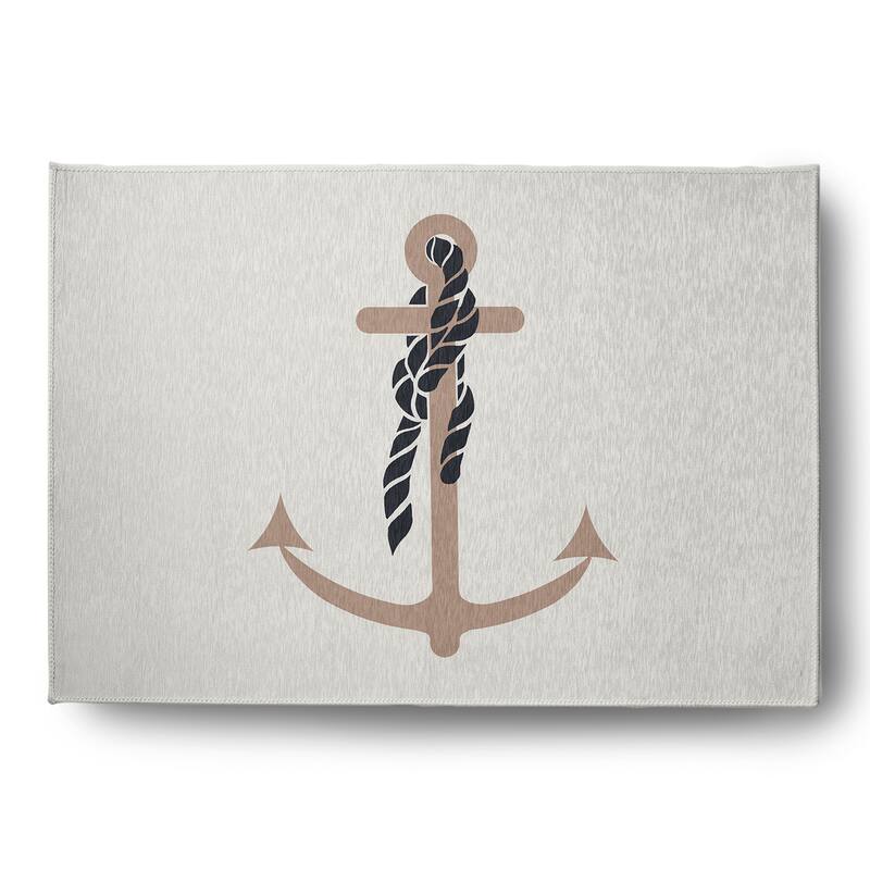 Anchor and Rope Nautical Indoor/Outdoor Rug - Mauve - 5' x 7'
