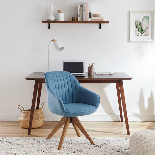 Art Leon Classical Swivel Office Accent Chair with Wood Legs