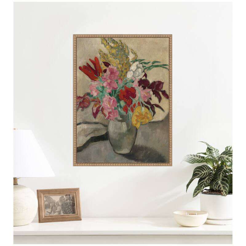 Kate and Laurel Vase avec bouquet de fleurs by Louis Valtat by Nostalgia Prints Framed Canvas Wall Art Print
