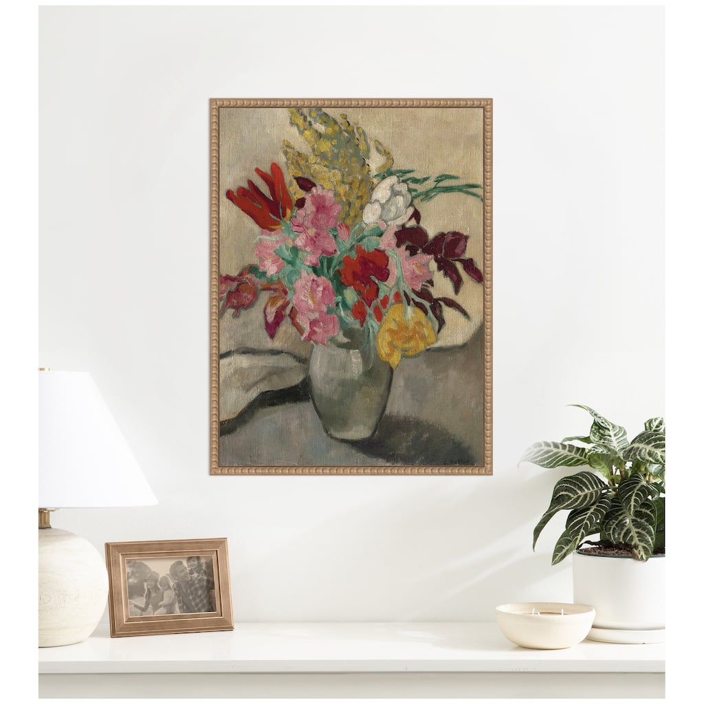 Kate and Laurel Vase avec bouquet de fleurs by Louis Valtat by Nostalgia Prints Framed Canvas Wall Art Print
