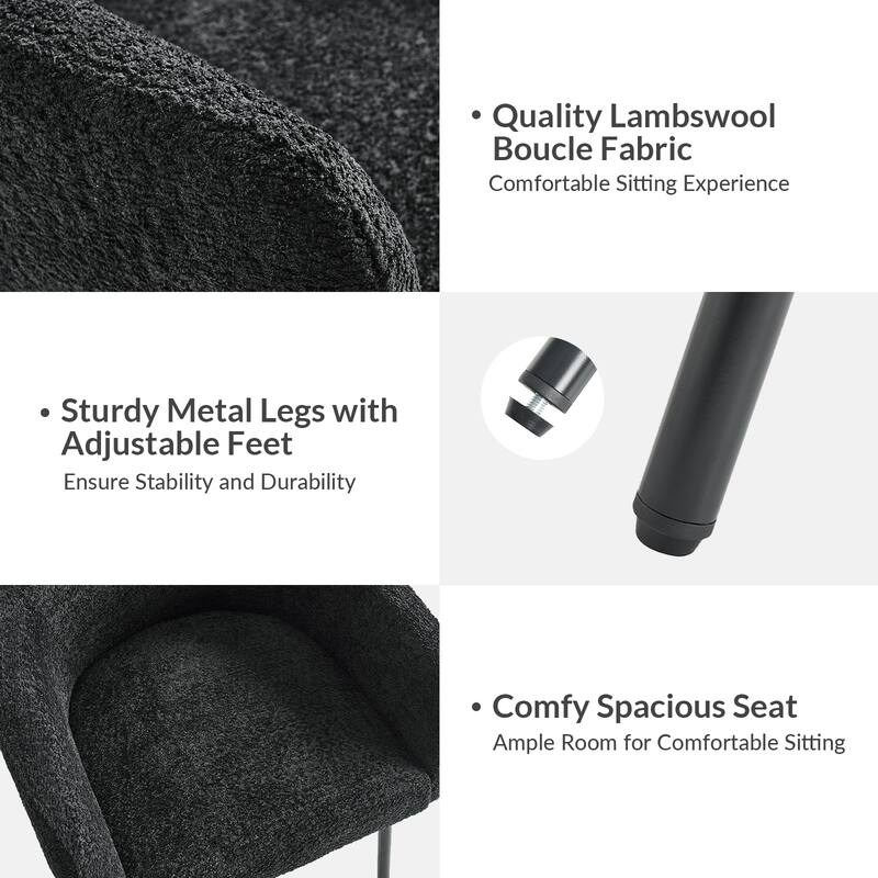 Amos Modern Boucle Dining Chair with Adjustment Feet Set of 4 by HULALA HOME