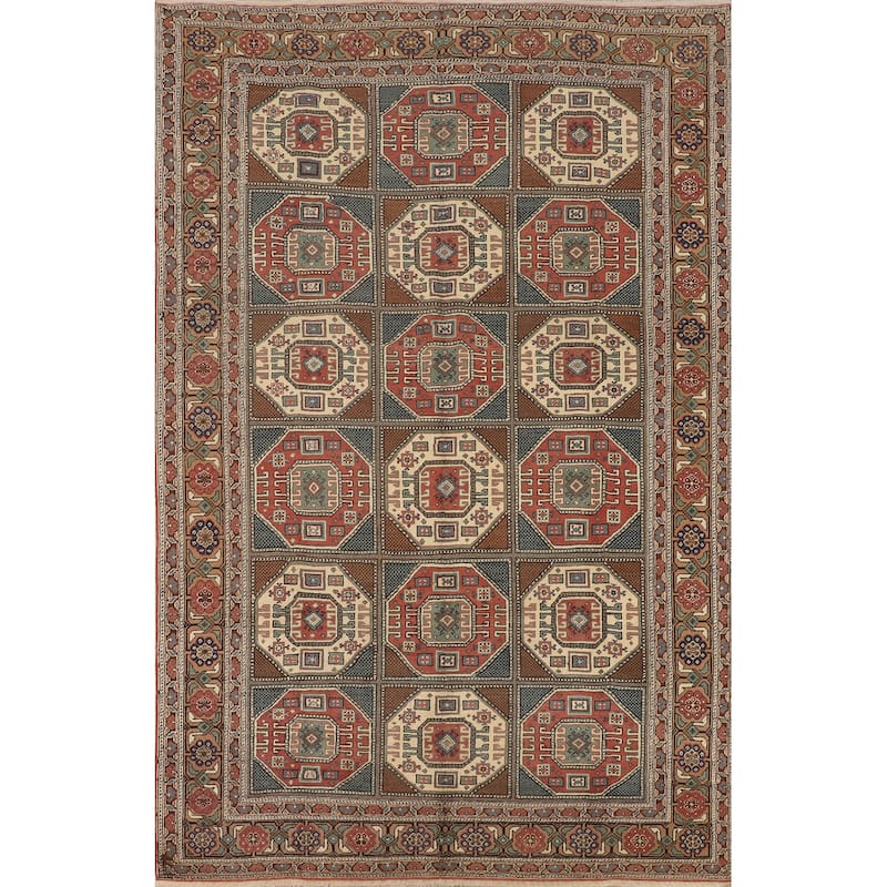 Geometric Anatolian Turkish Vintage Area Rug Handmade Wool Carpet - 6'7" X 9'8"