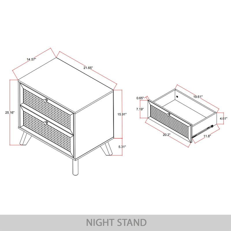 CraftPorch Mid-Century Modern Black Nightstand