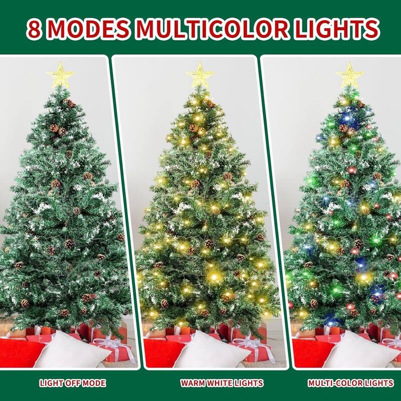 6.5ft Pre-Lit Artificial Christmas Tree with Topper Star - 6.5 ft