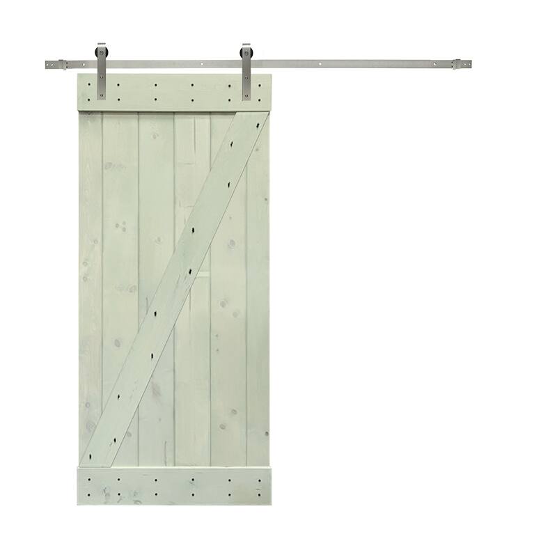 CALHOME Z Bar Series Solid Pine Wood Sliding Barn Door w/ Hardware Kit