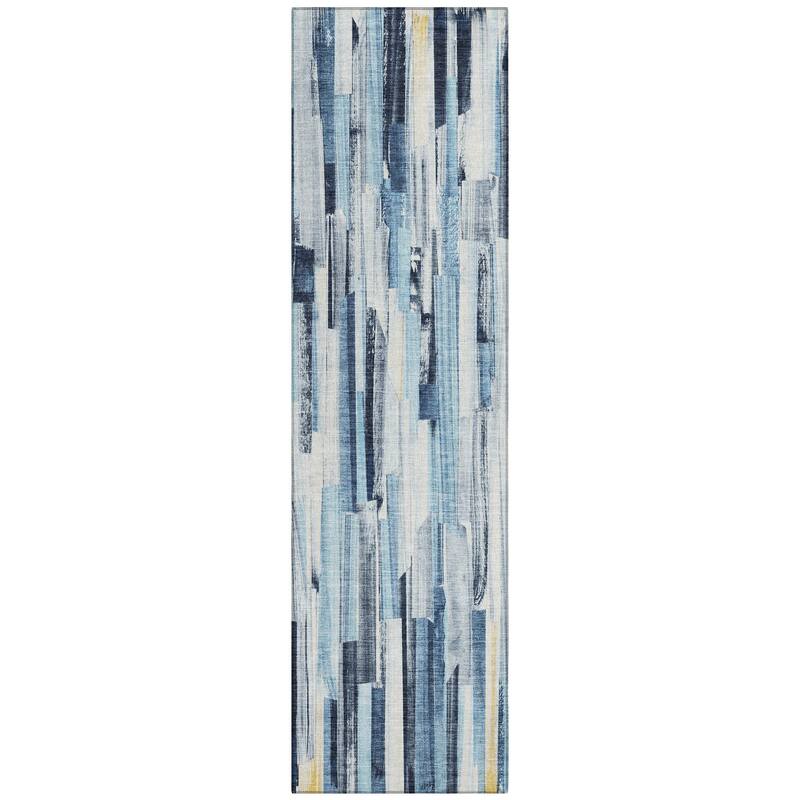 Machine Washable Indoor/ Outdoor Modern Stripes Chantille Rug