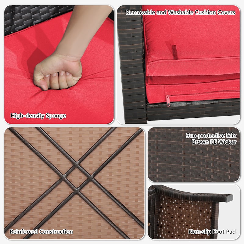 Costway 5PCS Patio Rattan Furniture Set Ottoman Cushioned W/Cover - See Details