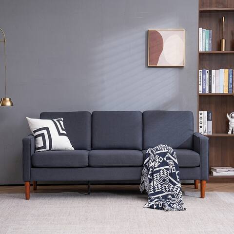 Linen Solid Wood Legs Single Seat - Concubine Solid Wood Frame Can Be Combined With Two-Seat and Three Seats Indoor Modular Sofa
