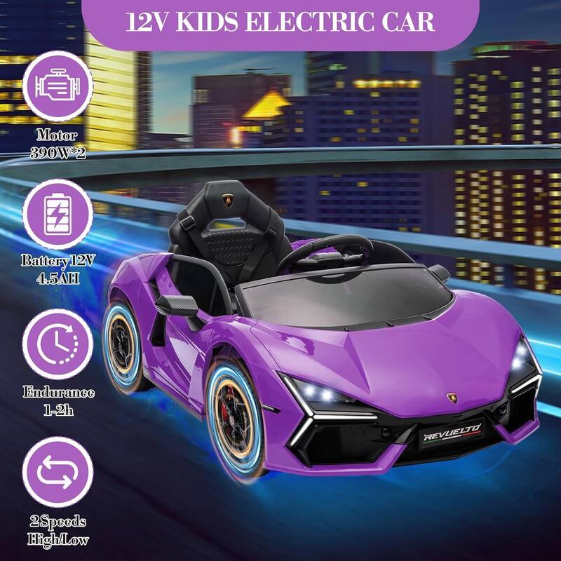 12V Kids Ride on Car Toy, Licensed Lamborghini Revuelto for Kids Best Gift