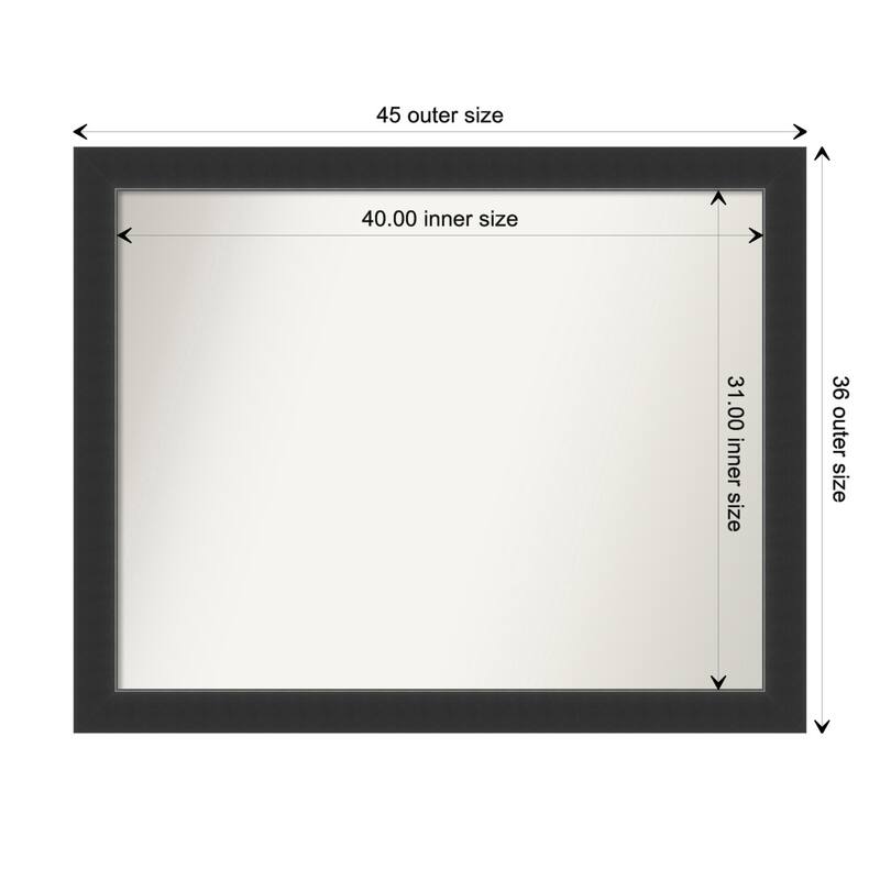 Corvino Black Framed Non-Beveled Custom Wall Mirror, Bathroom Vanity Mirror - Outer Size: 45 x 36