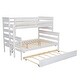 preview thumbnail 35 of 34, Twin Over Full Bunk Bed with Twin Trundle, Solid Wood Bunk Bed Frame with Ladder and Guardrail, Can Be Separated into 3 Beds