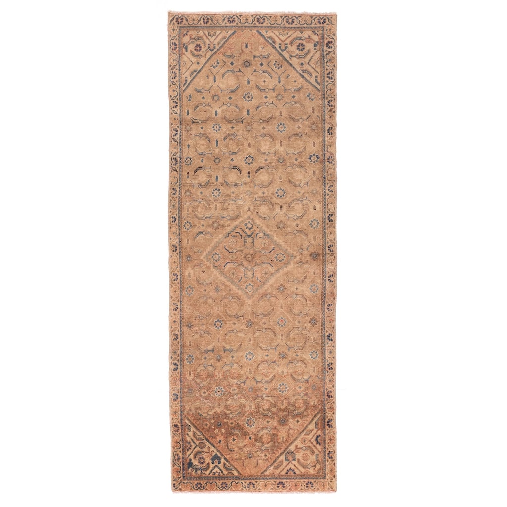 ECARPETGALLERY Hand-knotted Antalya Vintage Tan Wool Rug - 3'4 x 9'9