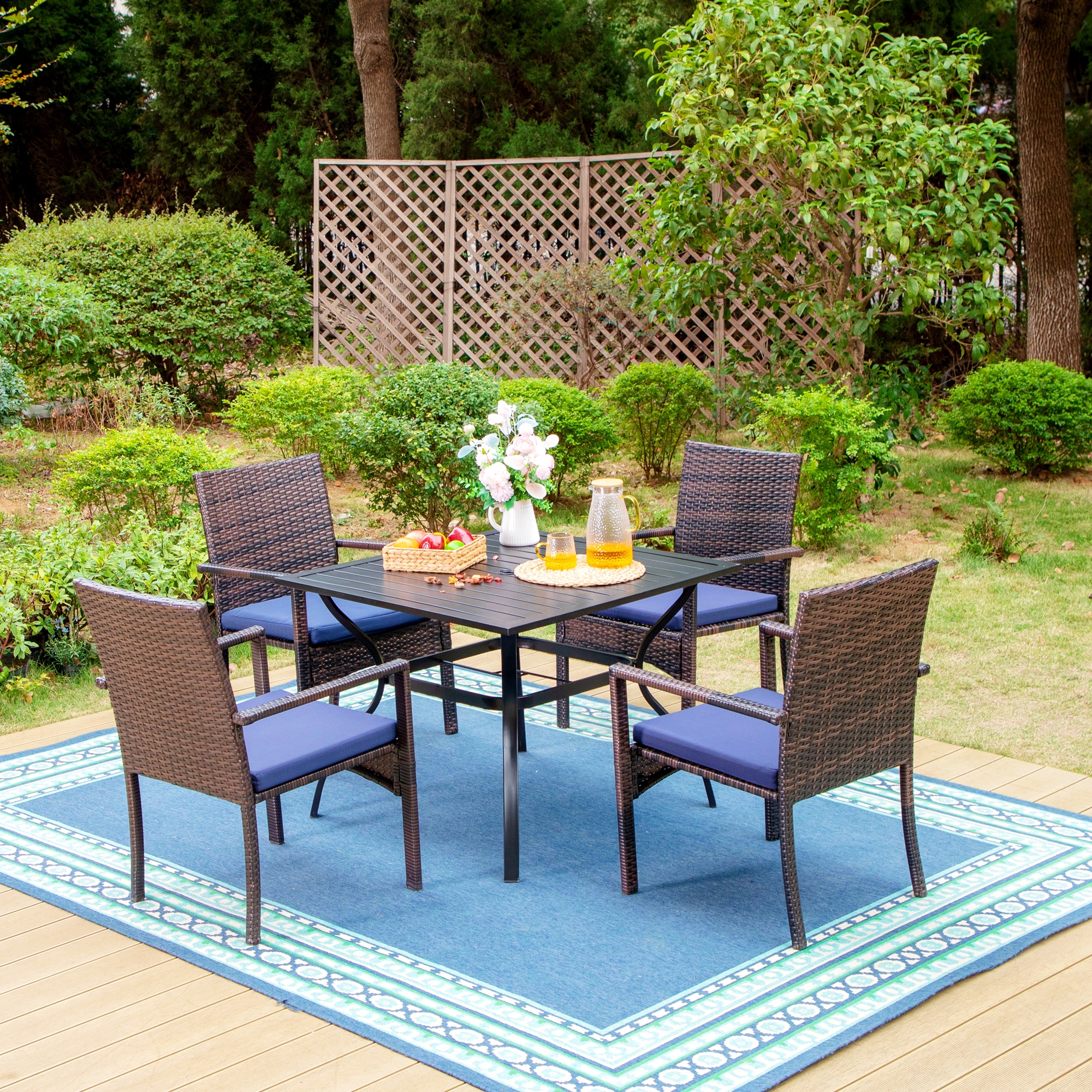 Square patio dining store table seats 4